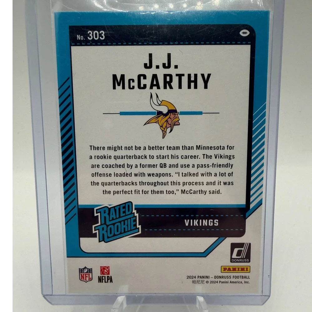 J.J. McCarthy Rated Rookie‎ 2024 Donruss #303 NFL Minnesota Vikings